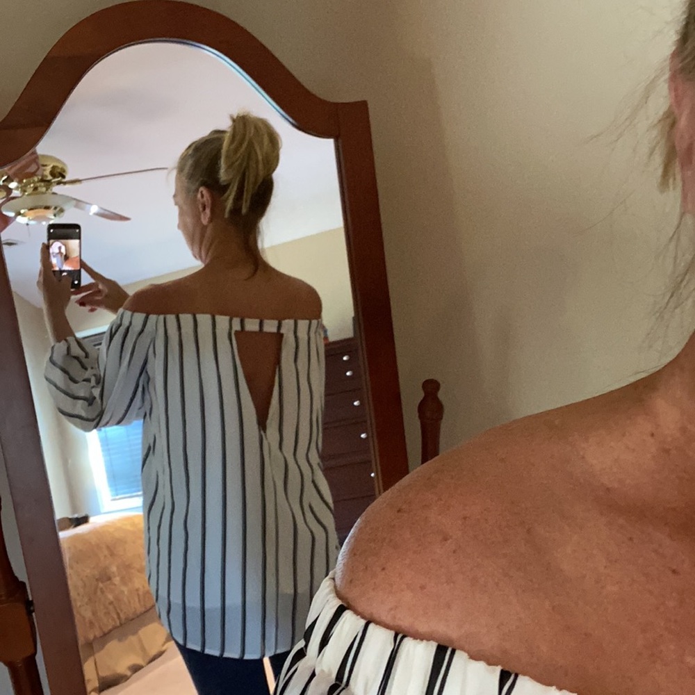 Runaway black and white striped blouse